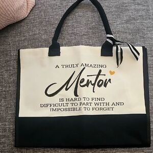 Mentor Canvas Tote Bag - Black and Cream